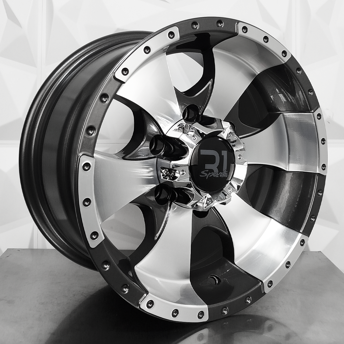 Rin 157542 RIN 15X7 5-114.3 R1 SPORT JA195 GUNMETAL MACHINE FACE ET-2 C 5-114.3 con barrenación 5-114.3