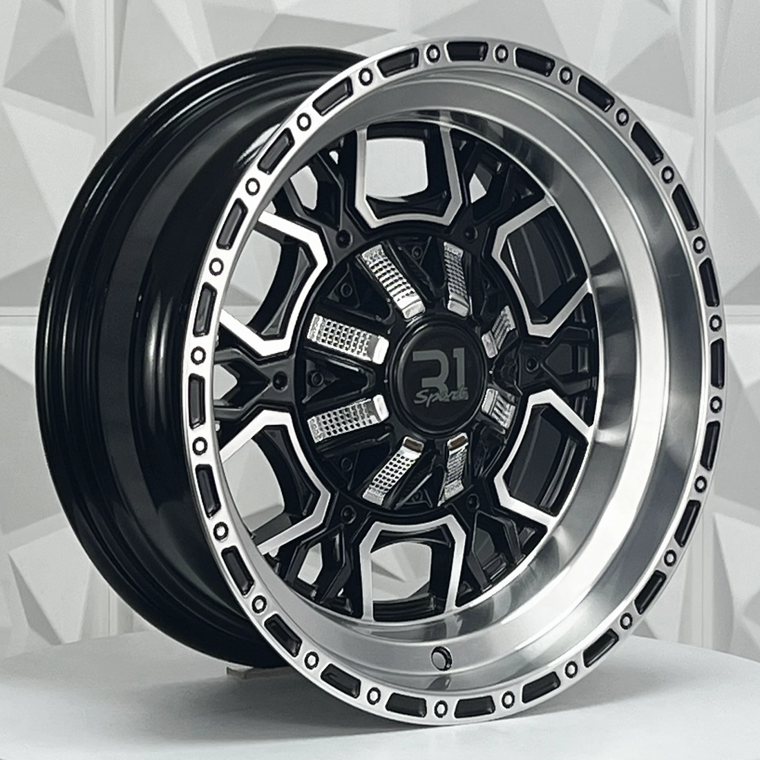 Rin 157628 RIN 15X8 5-114.3 R1 SPORT JWC267 BLACK MACHINE FACE MACHINE 5-114.3 con barrenación 5-114.3