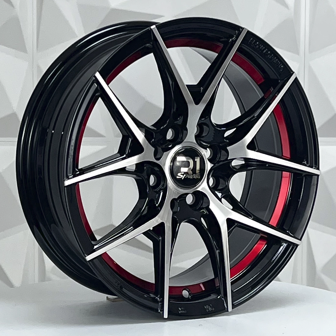 Rin 179434 RIN 17X7.5 4-100 R1 SPORT 1022 BLACK MACHINE+RED UNDERCUT ET 4-100 con barrenación 4-100