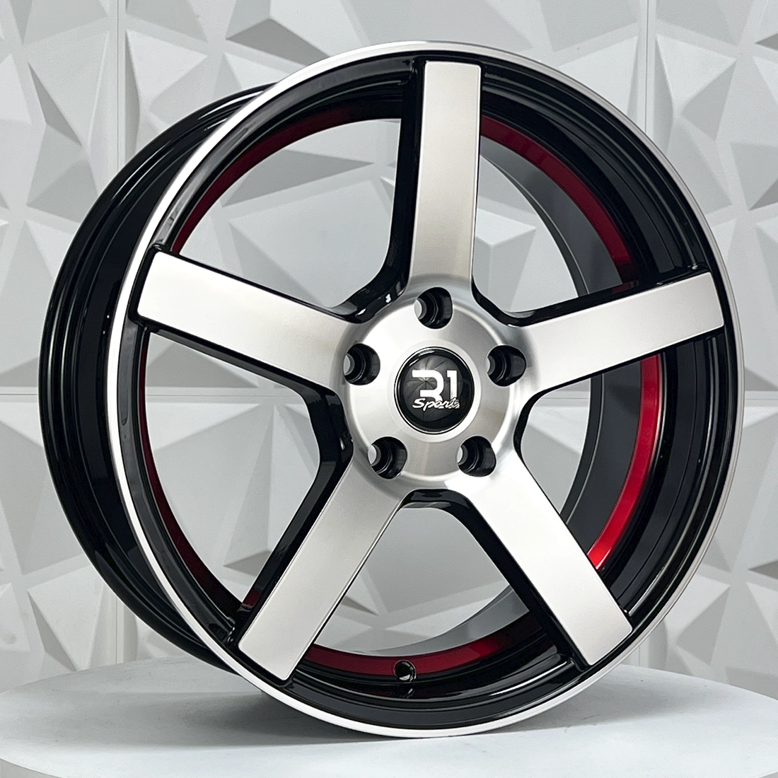 Rin 179448 RIN 17X7 5-114.3 R1 SPORT 17CV3 BLACK MACHINE FACE INNER RED 5-114.3 con barrenación 5-114.3