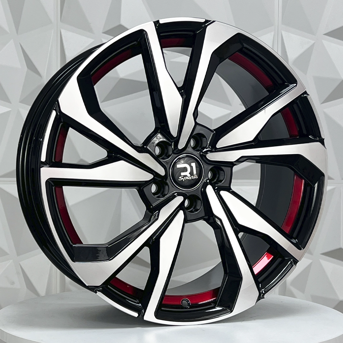 Rin 189239 RIN 18X8 5-108 R1 SPORT 1039HB MACHINE BLACK+ UNDERCUT RED E 5-108 con barrenación 5-108