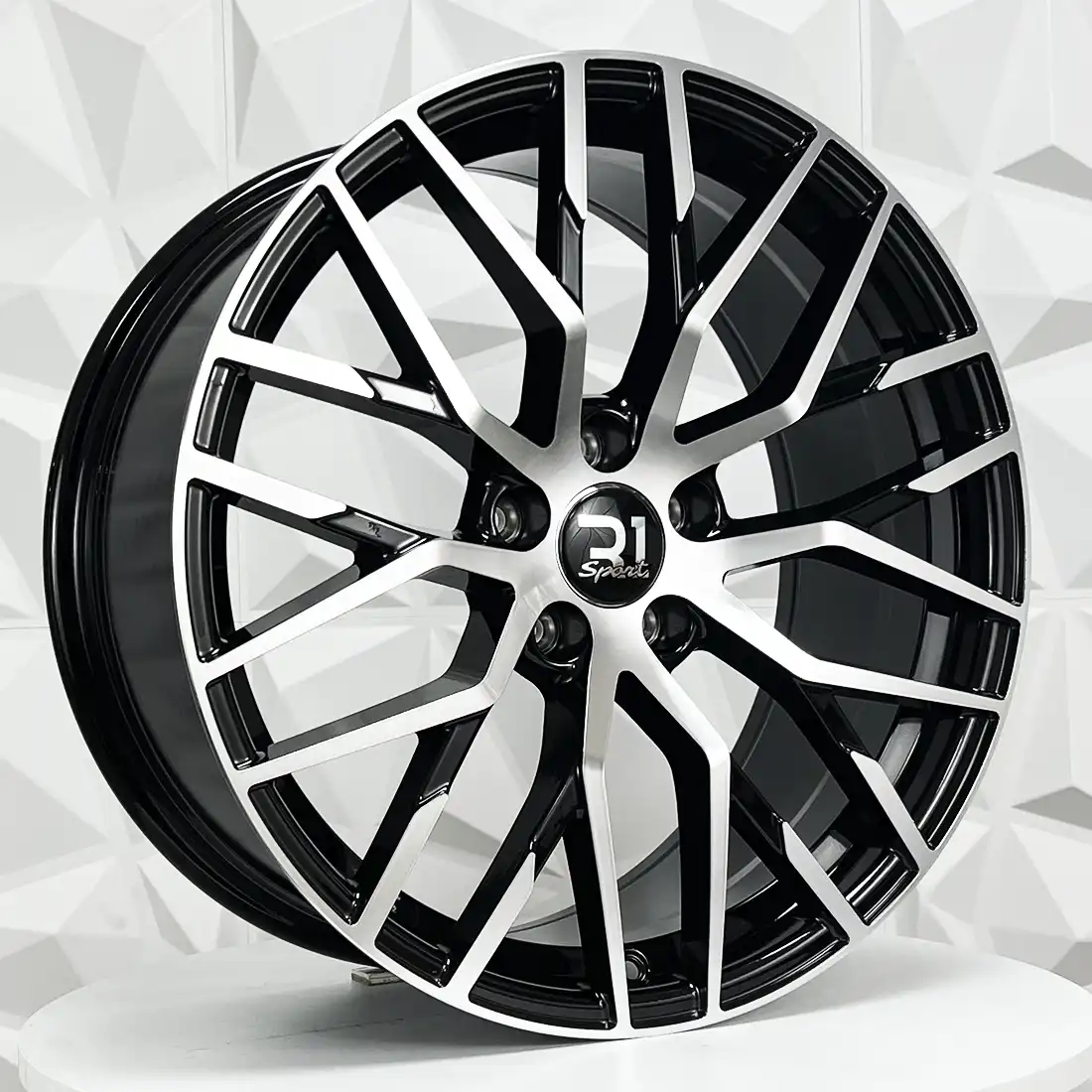 Rin 198579 RIN 19X8.5 5-112 R1 SPORT F9761 BLACK MACHINE FACE ET35 CB66 5-112 con barrenación 5-112