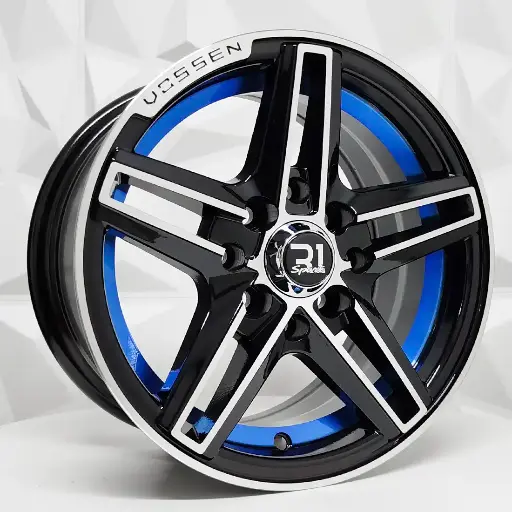 136509 RIN 13X6 4-100/114.3 R1 SPORT 353C BLACK MACHINE AND BLUE UNDERCUT ET30 CB73.1 4-100