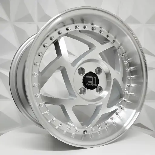 Rin 172204 F17X8 R17X9 5-100 SW395 SILVER MACHINE FACE MACHINE LIP CHROME RIVETS ET30/25 CB73.1 5-100 con barrenación 5-100
