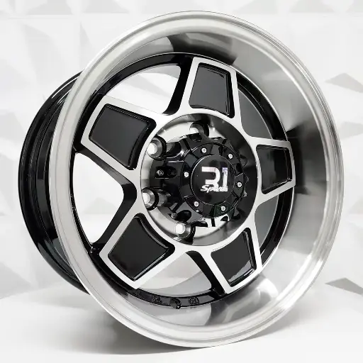 Rin 151216 RIN 15X8 6-139.7 R1 SPORT 55198 BLACK MF MACHINE LIP ET15 CB106.1 6-139.7 con barrenación 6-139.7