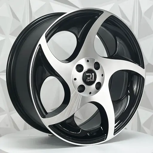 Rin 172207 RIN 17X8 4-100 R1 SPORT L1525 BLACK MACHINE FACE ET35 CB73.1 4-100 con barrenación 4-100