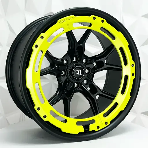 Rin 174695 RIN 17X8.5 4-100/114.3 R1 SPORT QC1840A MATTE BF MATTE YELLOW RING ET20 CB73.1 4-114.3 con barrenación 4-114.3