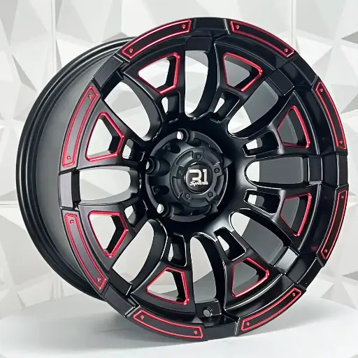 Rin 185583 RIN 18X9 6-139.7 R1 SPORT FBX088 MATTE BLACK+MILLING+RED ET0 CB110.1 6-139.7 con barrenación 6-139.7