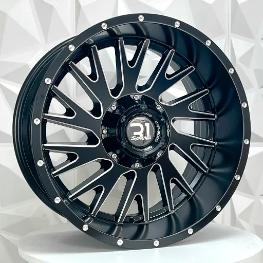 Rin 208573 RIN 20X10 5-114.3 R1 SPORT 81078 MATT BLACK+MILLING SPOKE AND RIVETS ET-24 CB78. 5-114.3 con barrenación 5-114.3