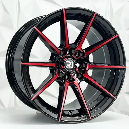 Rin 174769 RIN 17X8 4-100 R1 SPORT QC1675 BLACK MACHINE RED FACE ET25 CB73.1 4-100 con barrenación 4-100