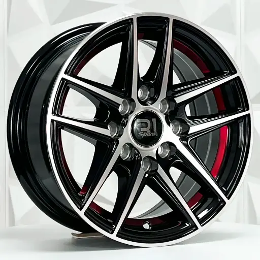 Rin 132125 RIN 13X6 4-100/114.3 R1 SPORT L2037 BLACK MACHINE FACE RED LINE ET25 CB73.1 4-114.3 con barrenación 4-114.3