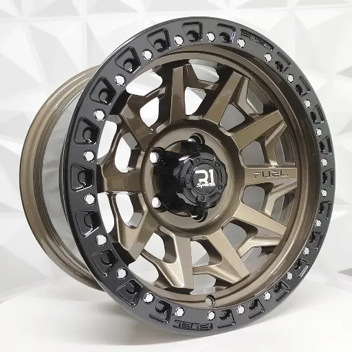154638 RIN 15X8 5-114.3 R1 SPORT QC1261 FL BRONZE+BLACK LIP+RIVETS* ET0 CB83 5-114.3
