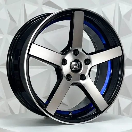 Rin 179449 RIN 17X7 5-114.3 R1 SPORT 17CV3 BLACK MACHINE FACE INNER BLUE LINE ET40 CB73.1 5-114.3 con barrenación 5-114.3