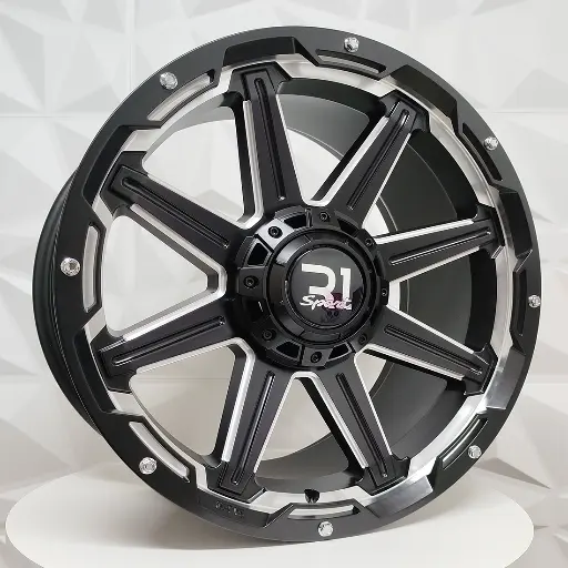 Rin 207548 RIN 20X9.5 6-139.7 R1 SPORT LP09 MATT BLACK MILLING+CHROME RIVETS ET10 CB106.1 6-139.7 con barrenación 6-139.7