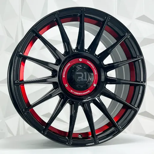 Rin 177548 RIN 17X8 4-100/114.3 R1 SPORT JC252 BLACK + RED UNDERCUT ET35 CB73.1 4-114.3 con barrenación 4-114.3