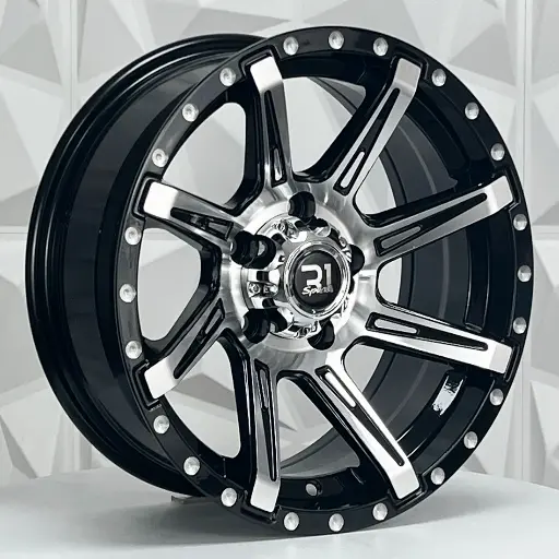 166597 RIN 16X8 6-139.7 R1 SPORT 1081 BLACK MACHINE FACE ET-10 CB106.1 6.139.7