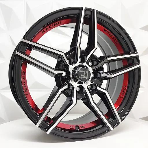 156668 RIN 15X6.5 4-100/114.3 R1 SPORT 238 BLACK MACHINE FACE+RED UNDERCUT ET30 CB73.1 4-100