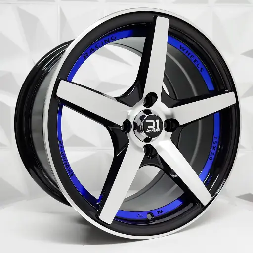 168539 RIN 16X7 4-100/114.3 R1 SPORT RGW8808(65034G) MACHINE BLACK+BLUE UNDERCUT ET30 CB67.1 4-100