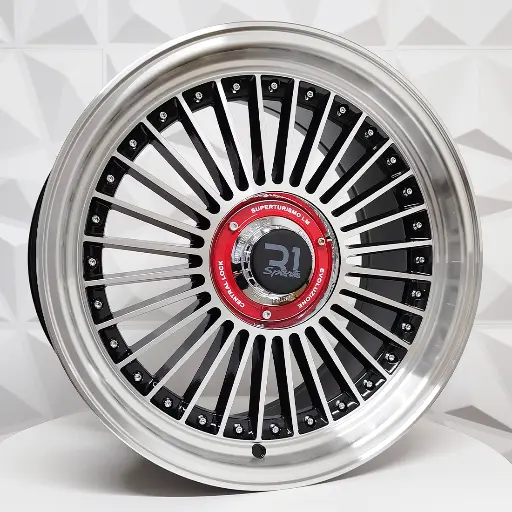 Rin 176620 F17X8 R17X9 4-100/114.3 1923 BLACK MACHINE FACE MI CHROME RIVETS ET25 CB73.1 4-114.3 con barrenación 4-114.3