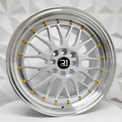 170614 F17X8.5 R17X9.5 4-100/114.3 7236 SILVER MI GOLD RIVETS ET30 CB73.1 4-100