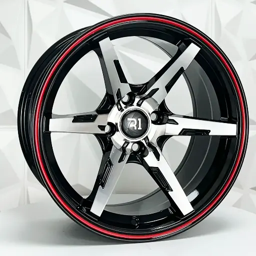 144587 RIN 14X6 4-100/114.3 R1 SPORT QC662 BLACK MACHINE FACE RED LINE ET20 CB73.1 4-114.3