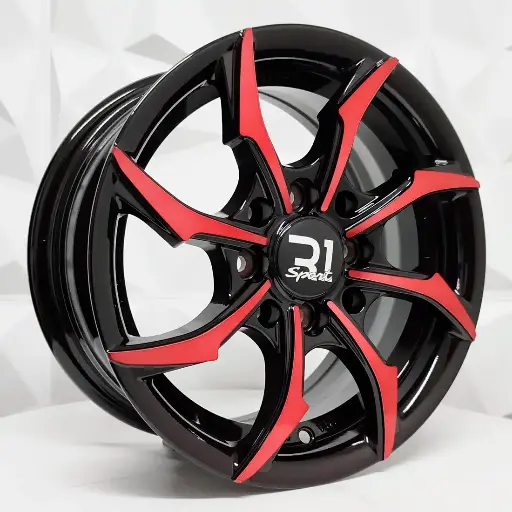 138510 RIN 13X5.5 4-100/114.3 R1 SPORT RGW 6018L BLACK MACHINE FACE + RED COATING ET38 CB73.1 4-100