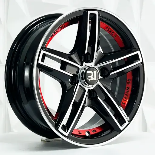 Rin 137528 RIN 13X5.5 4-100 R1 SPORT JA150 BLACK MACHINE FACE RED UNDERCUT* ET25 CB73.1 4-100 con barrenación 4-100
