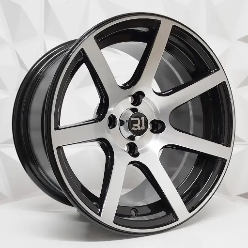 Rin 137531 RIN 13X7 4-100 R1 SPORT 6093 BLACK MACHINE FACE ET0 CB73.1 4-100 con barrenación 4-100