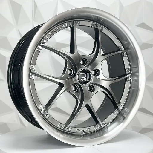 181504 F18X8.5 R18X9.5 5-113 A012 HYPER BLACK MI CHROME RIVETS ET35/25 CB73.1 5-113