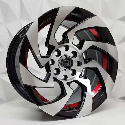 148563 RIN 14X7 4-100/114.3 R1 SPORT RGW9947 MACHINE BLACK+RED UNDERCUT ET5 CB73.1 4-114.3