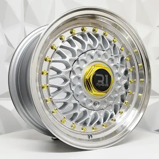 132146 RIN 13X6 4-100/114.3 R1 SPORT L247 SILVER ML GOLD RIVETS ET20 CB73.1 4-100