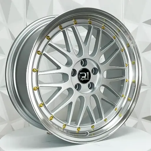 181505 F18X8 R18X9 5-100 A038 SILVER MACHINE LIP GOLD RIVETS ET30/25 CB73.1 5-100