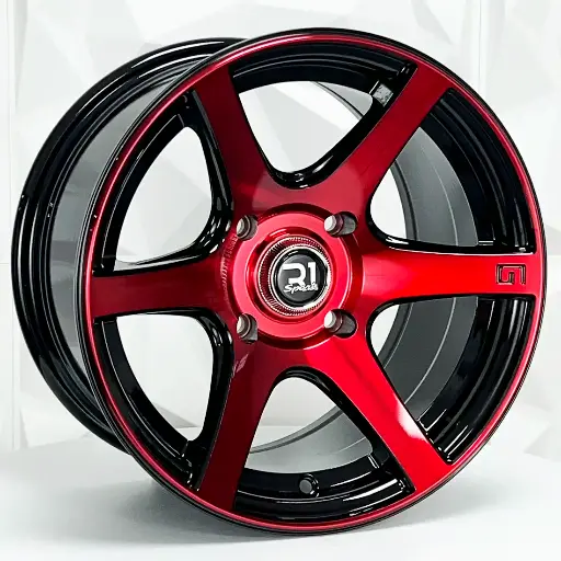 Rin 148504 RIN 14X8 4-114.3 R1 SPORT 6064 BLACK MACHINE FACE+RED ET15 CB73.1 4-114.3 con barrenación 4-114.3