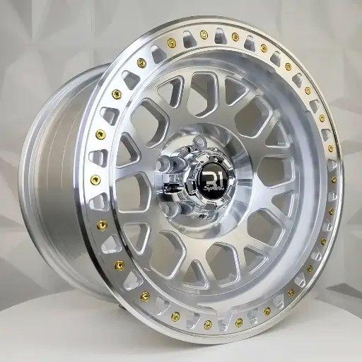 171572 RIN 17X9 5-127 R1 SPORT DX130 SILVER MACHINE FACE MACHINE LIP GOLD RIVETS ET0 CB83 5-127