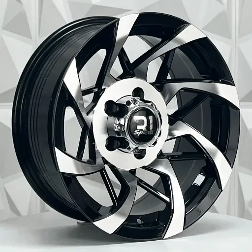 156793 RIN 15X8 6-114.3 R1 SPORT 1074 BLACK MACHINE FACE MACHINE LIP ET-15 CB73.1 6-114.3