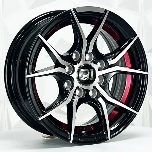 134528 RIN 13X6 4-100/4-114.3 R1 SPORT QC5107 BLACK MACHINE FACE RED UNDERCUT* ET30 CB73.1 4-100
