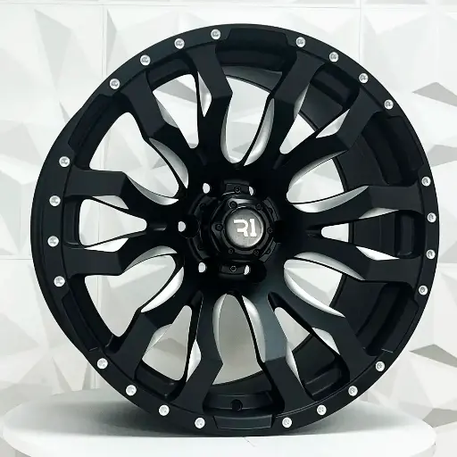 Rin 204522 RIN 20X10 6-139.7 R1 SPORT QC1500 MATT BLACK+MILLING+DOOTS* ET0 CB110 6-139.7 con barrenación 6-139.7