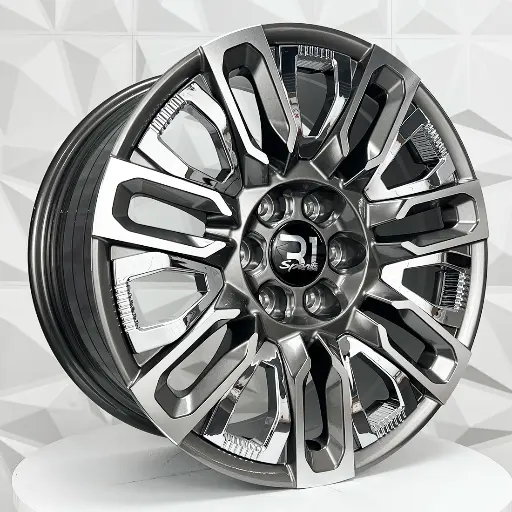 FF208563 RIN 20X9 6-139.7 R1 SPORT TYH086 GUNMETAL MF INSERT CHROME ET28 CB78.1 6-139.7