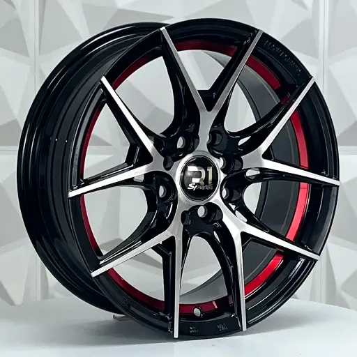 179457 RIN 17X7.5 5-100 R1 SPORT 1022 BLACK MACHINE FACE RED UNDERCUT ET40 CB67.1 5-100