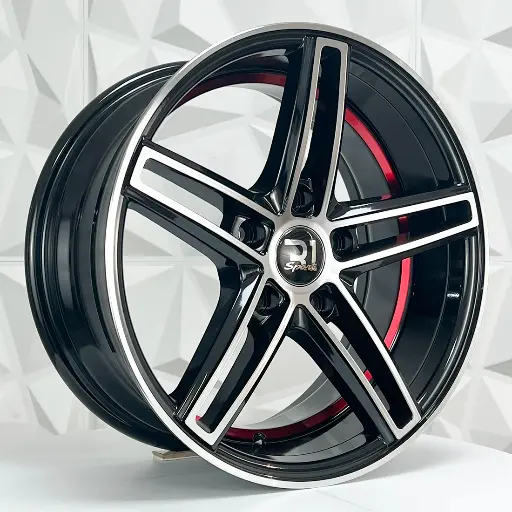 179464 RIN 17X7.5 5-108 R1 SPORT 5053 BLACK MACHINE FACE+RED UNDERCUT ET30 CB73.1 5-108