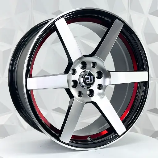 179466 RIN 17X7.5 4-100/114.3 R1 SPORT 6051 BLACK MACHINE FACE+RED UNDERCUT ET35 CB73.1 4-100