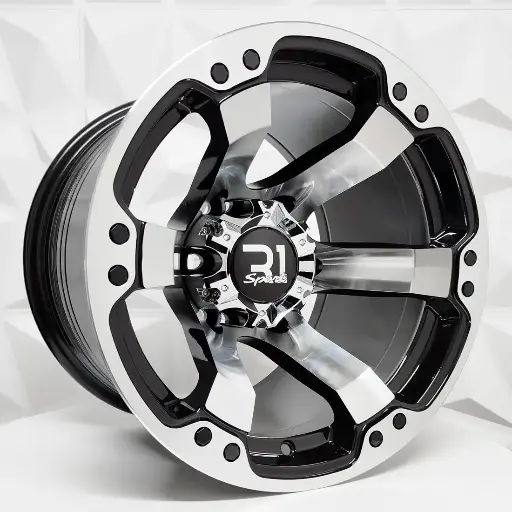 156737 RIN 15X10 6-139.7 R1 SPORT X067 BLACK MACHINE FACE+BLACK RIVET ET-44 CB110.1 6-139.7