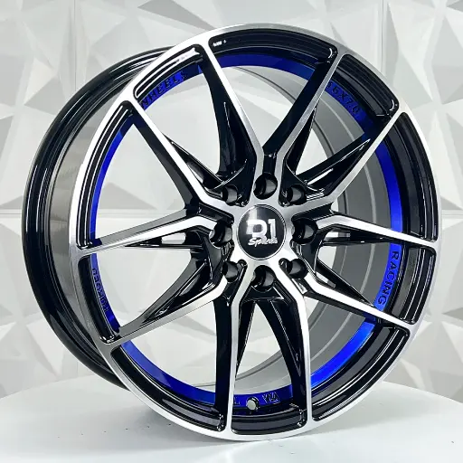168570 RIN 16X7 4-100/114.3 R1 SPORT RGW8809 MACHINE BLACK UNDERCUT+BLUE ET38 CB73.1 4-100