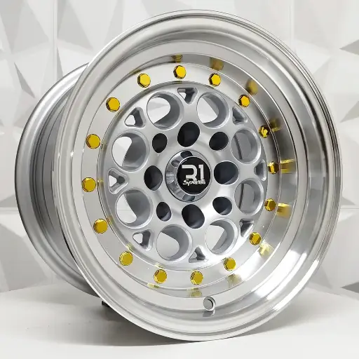 136549 F13X8 R13X9 4-100/114.3 767 SILVER MACHINE LIP GOLD RIVETS ET-10 CB73.1 4-100