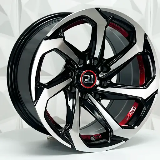 136562 RIN 13X8 4-100/114.3 R1 SPORT 373 BLACK MACHINE AND RED UNDERCUT ET0 CB73.1 4-100