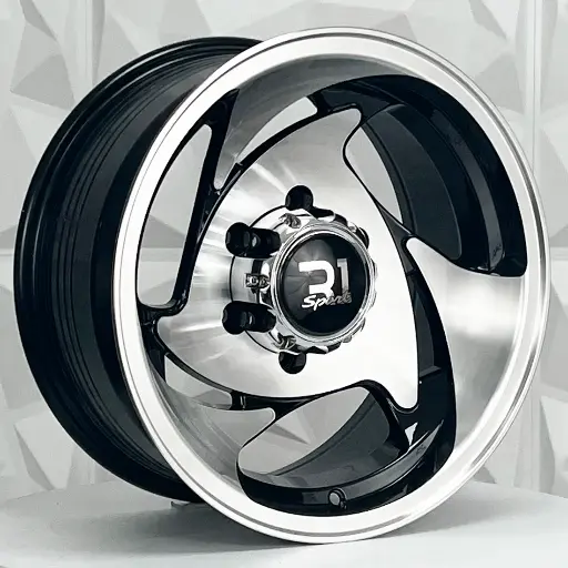166585 RIN 16X8 6-114.3 R1 SPORT 1070 BLACK MACHINE FACE MACHINE LIP ET-15 CB73.1 6-114.3