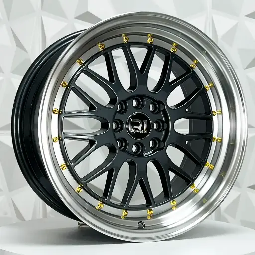 170615 F17X8.5 R17X9.5 7236 GUNMETAL MACHINE LIP GOLD RIVETS ET30 CB73.1 4-100