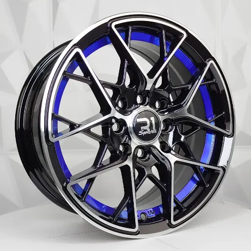 148602 RIN 14X6 4-100/114.3 R1 SPORT RGW458 MACHINE BLACK+UNDERCUT BLUE ET-35 CB73.1 4-114.3