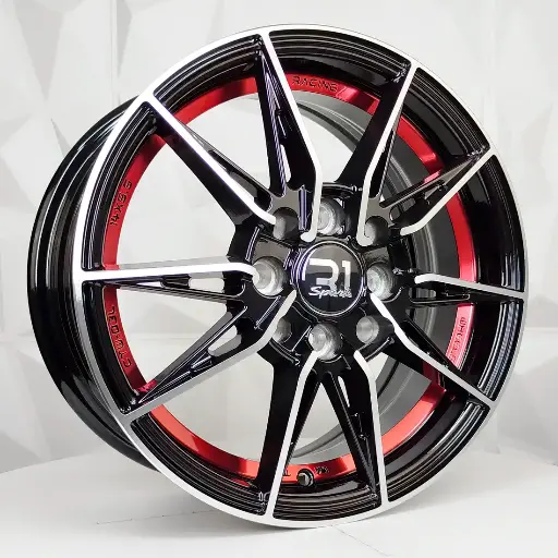 148594 RIN 14X5.5 4-100/114.3 R1 SPORT RGW06 MACHINE BLACK UNDERCUT+RED ET38 CB73.1 4-114.3