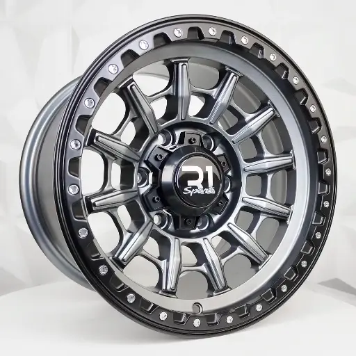 158632 RIN 15X8 6-139.7 R1 SPORT RGW50548 MATTE GREY
 + BLACK LIP+CHROME RIVETS ET0 CB108.2 6-139.7